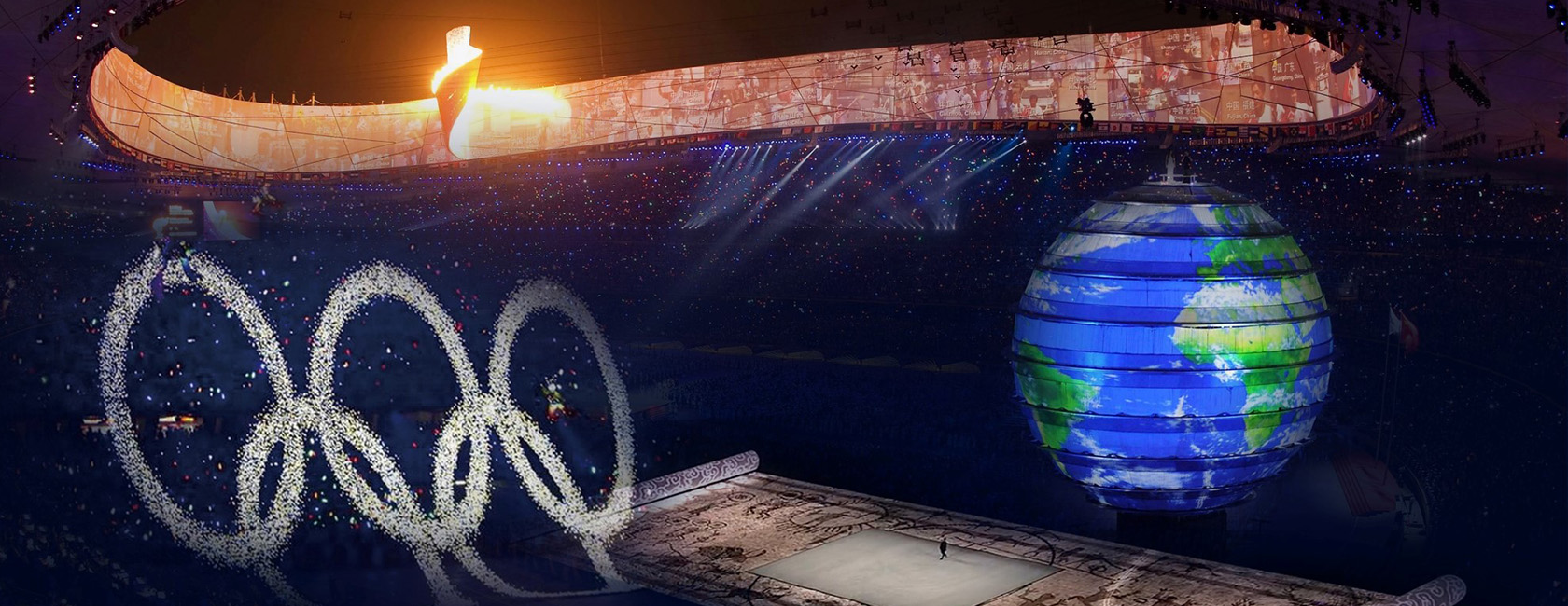 2008年北京奥运会开幕式 凯发(中国)官网打造梦幻五环、巨型LED地屏画卷、地球影像等项目